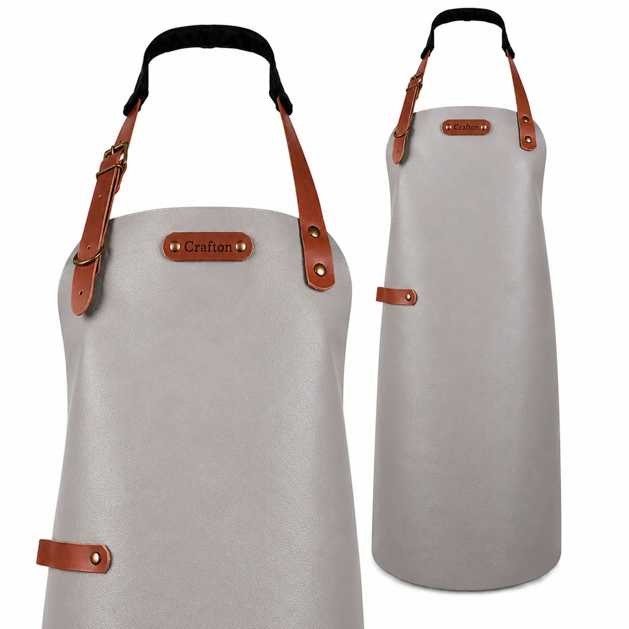 Bovine Leder-Schürze mit Schultergurten (Lasergravur)