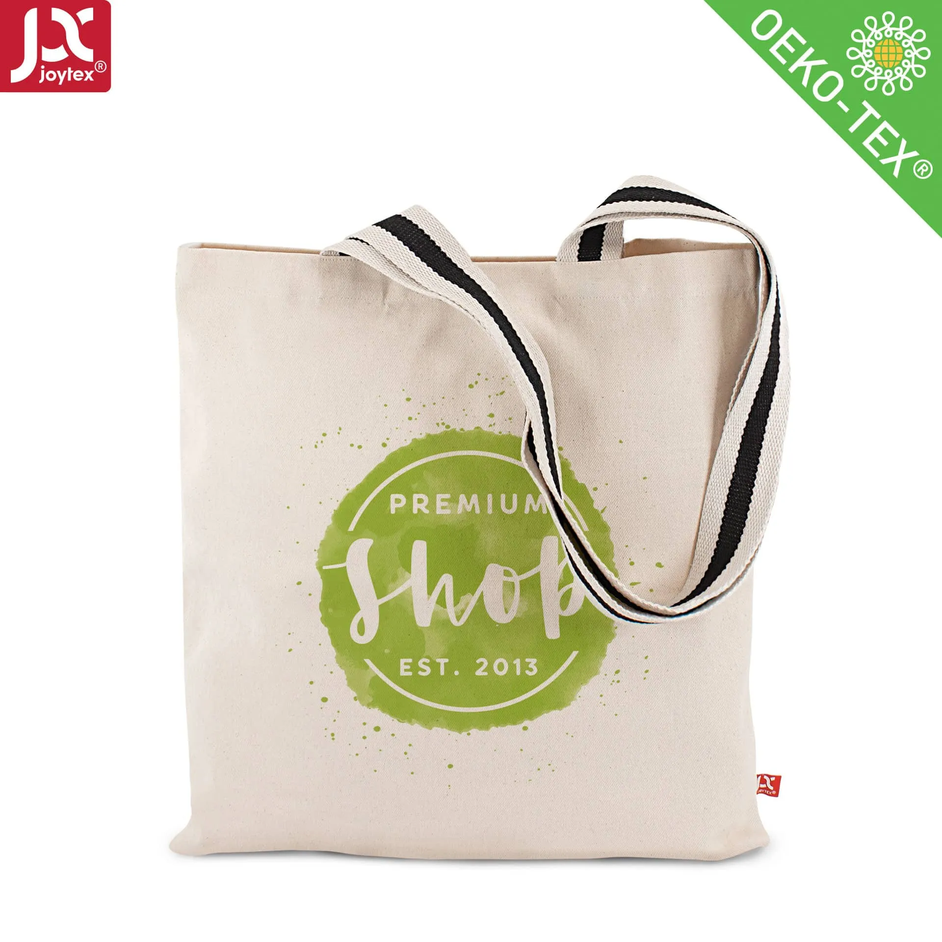 ANTWERPEN – Canvas-Tasche mit langen, zweifarbig gewebten Henkeln (38 x 42 cm)