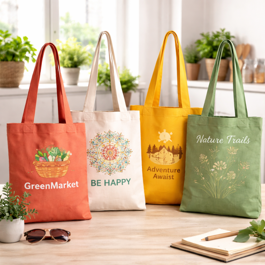 Baumwolltaschen mit langen Griffen (38x42cm) Standardgröße