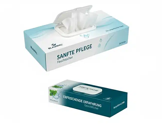 Boxed Feuchttücher (250 × 105 × 50 mm)
