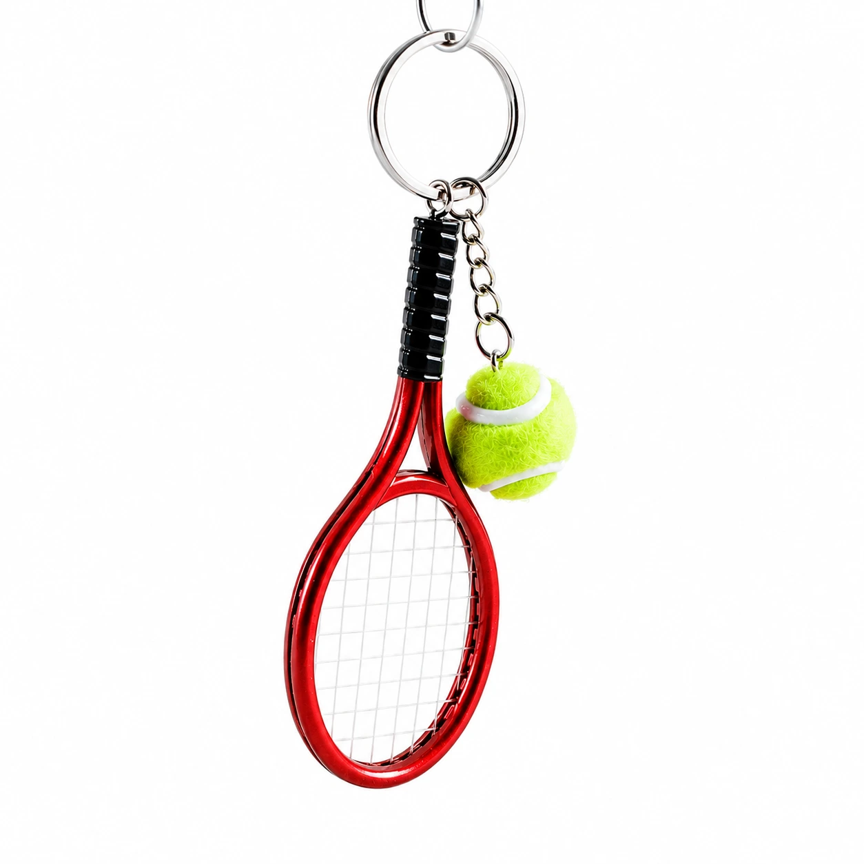 Metall Tennis-Schläger Schlüsselanhänger mit Tennisball – Individuell bedruckbarer Werbeanhänger