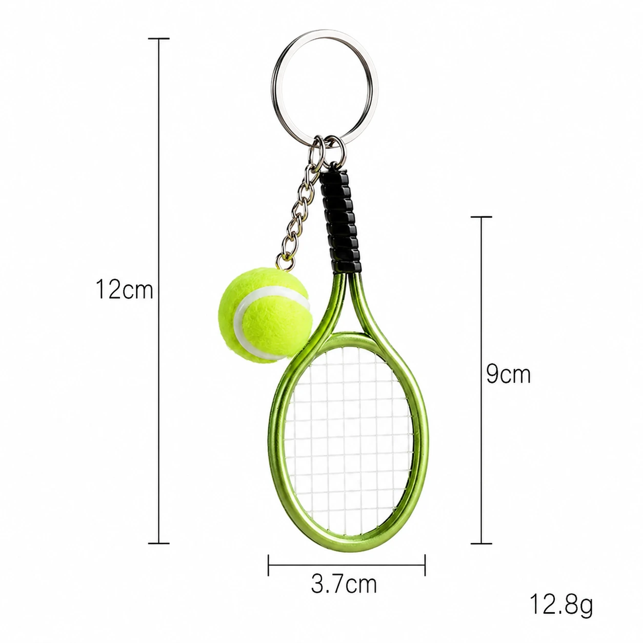 Metall Tennis-Schläger Schlüsselanhänger mit Tennisball – Individuell bedruckbarer Werbeanhänger