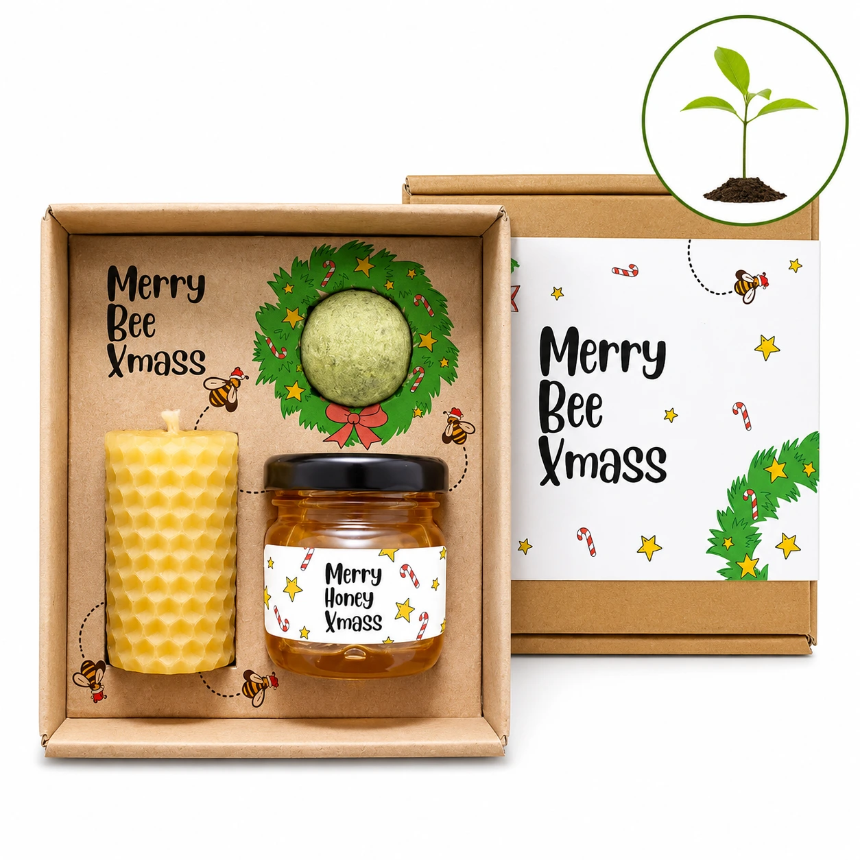 BeeLove Compact Geschenkset – Honig, Bienenwachskerze & Samenkugel