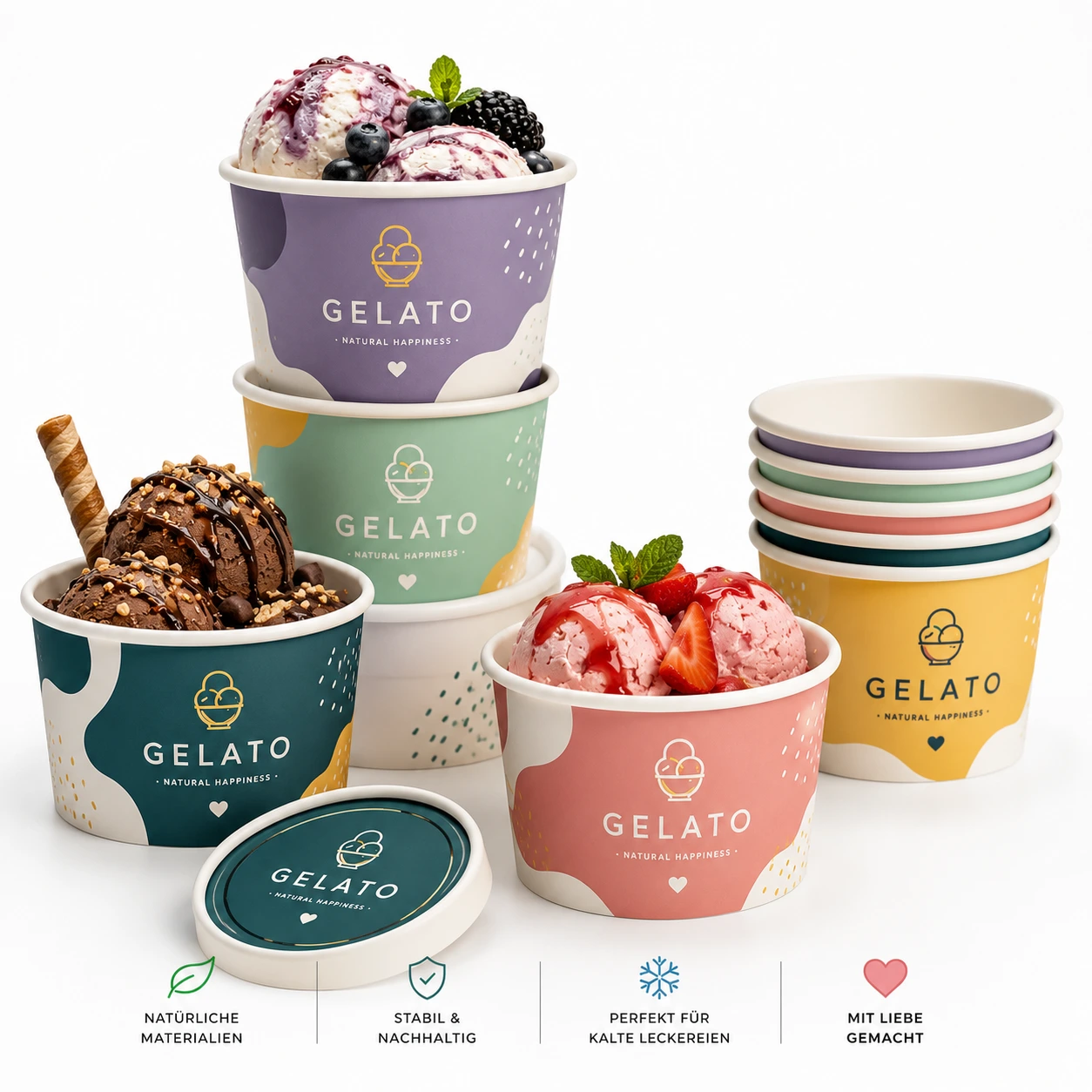 Eiscreme Papierbecher