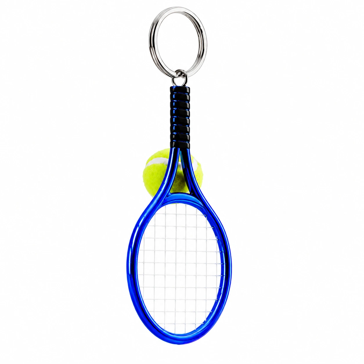 Metall Tennis-Schläger Schlüsselanhänger mit Tennisball – Individuell bedruckbarer Werbeanhänger