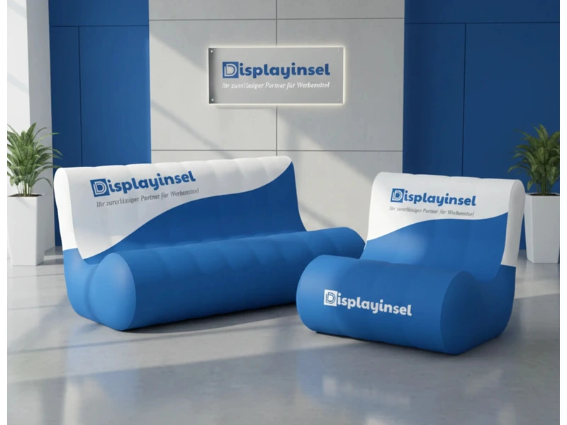 Couch Air – Aufblasbare Design-Couch mit individuellem Werbedruck (Breite 153 cm, Höhe 73 cm, Tiefe 88 cm)