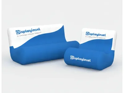 Couch Air – Aufblasbare Design-Couch mit individuellem Werbedruck (Breite 153 cm, Höhe 73 cm, Tiefe 88 cm)
