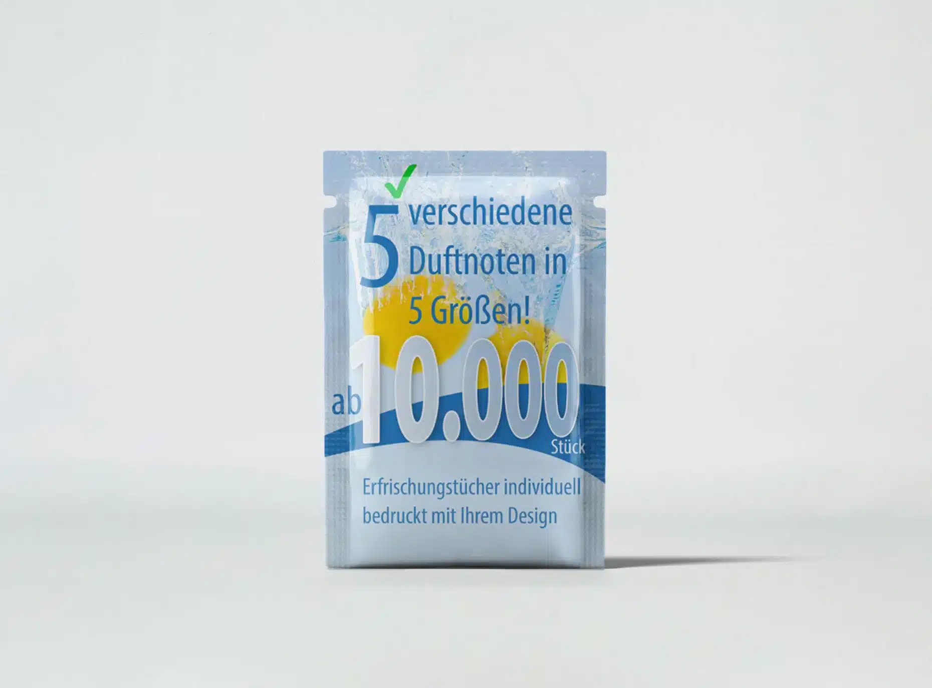 Erfrischungstücher einzeln verpackt individuell ab 10.000 Stück bedruckt