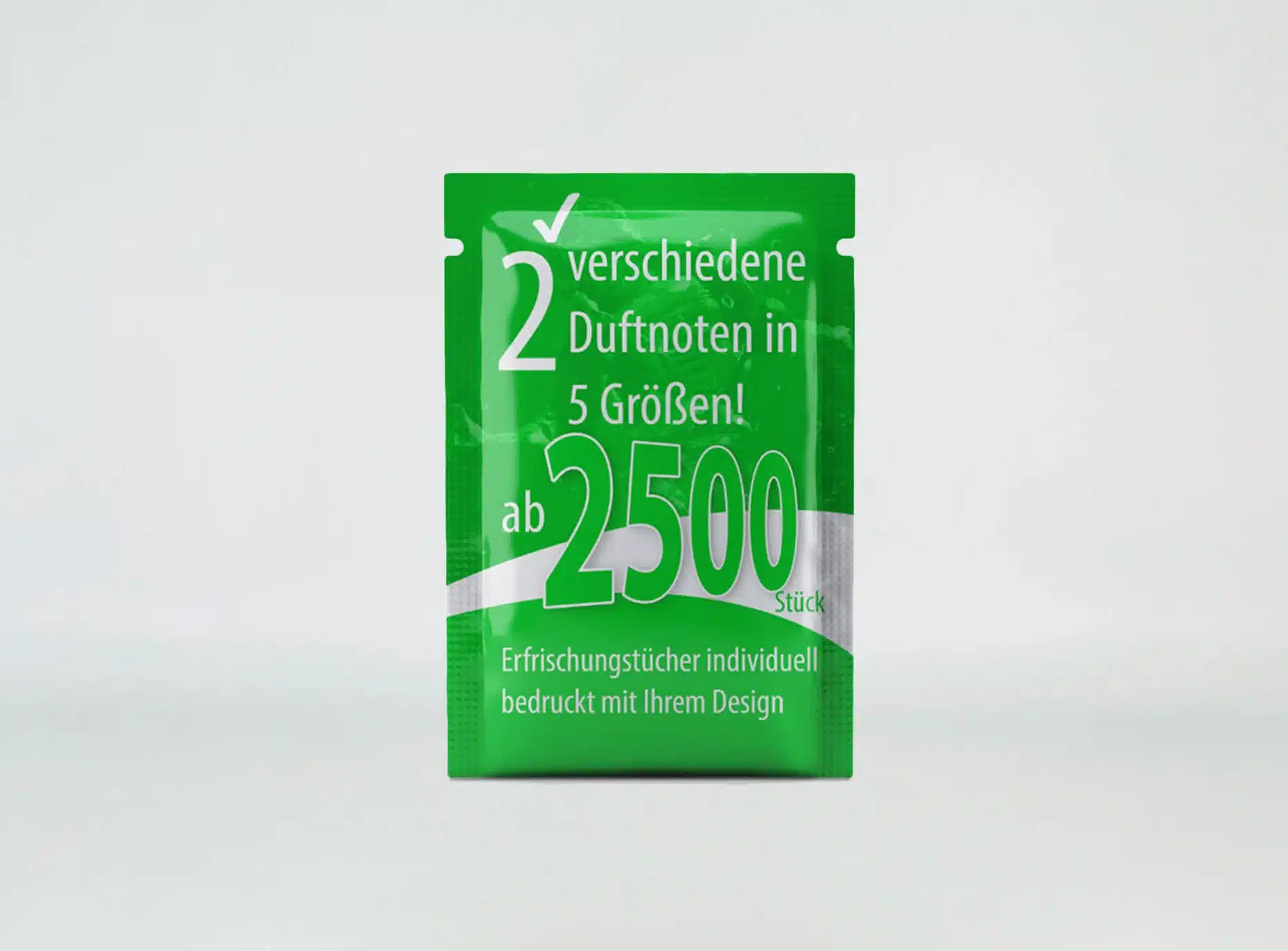 Erfrischungstücher Kleinmengen einzeln verpackt individuell ab 2500 Stück bedruckt
