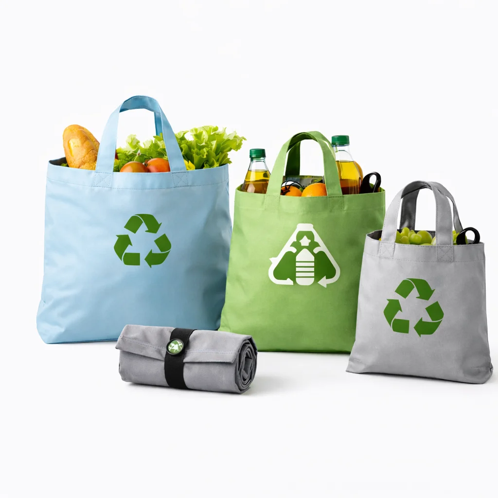 Faltbare Einkaufstaschen aus recycelten PET-Flaschen (RPET)