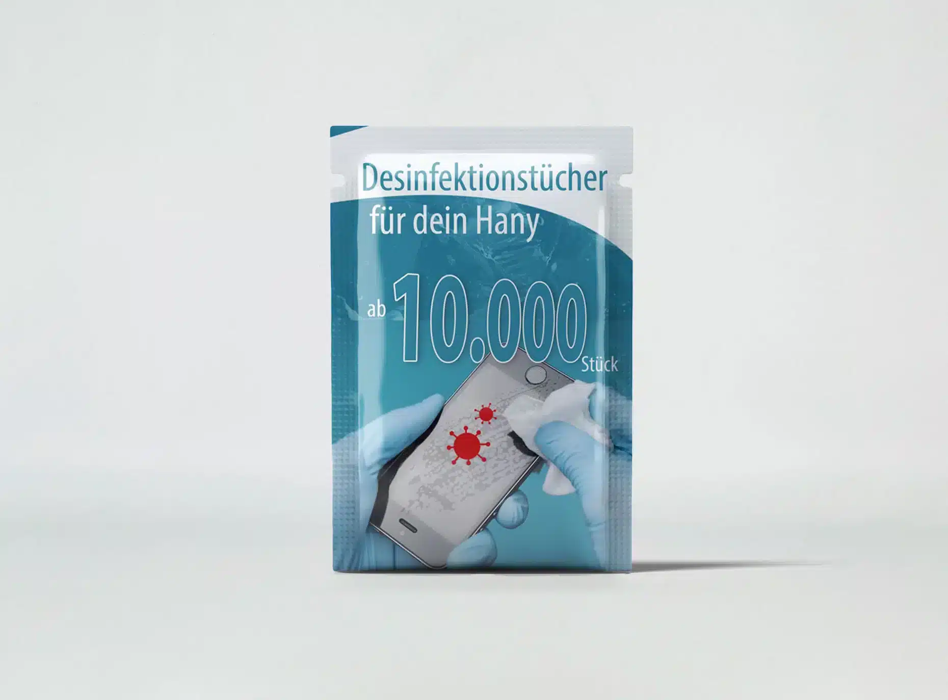 Händedesinfektionstücher bedrucken lassen mit Ihrem Logo oder Motiv (7×12 cm)