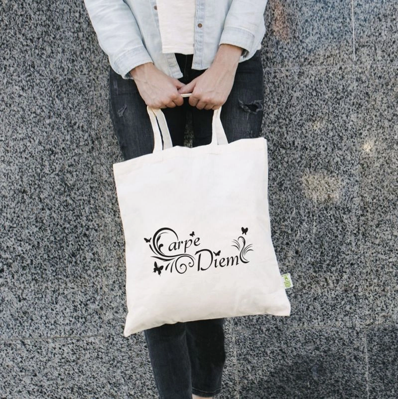 TRIER – Tragetasche aus recycelter Canvas-Baumwolle mit kurzen Henkeln (RE-COTTON) (38 x 42 cm)