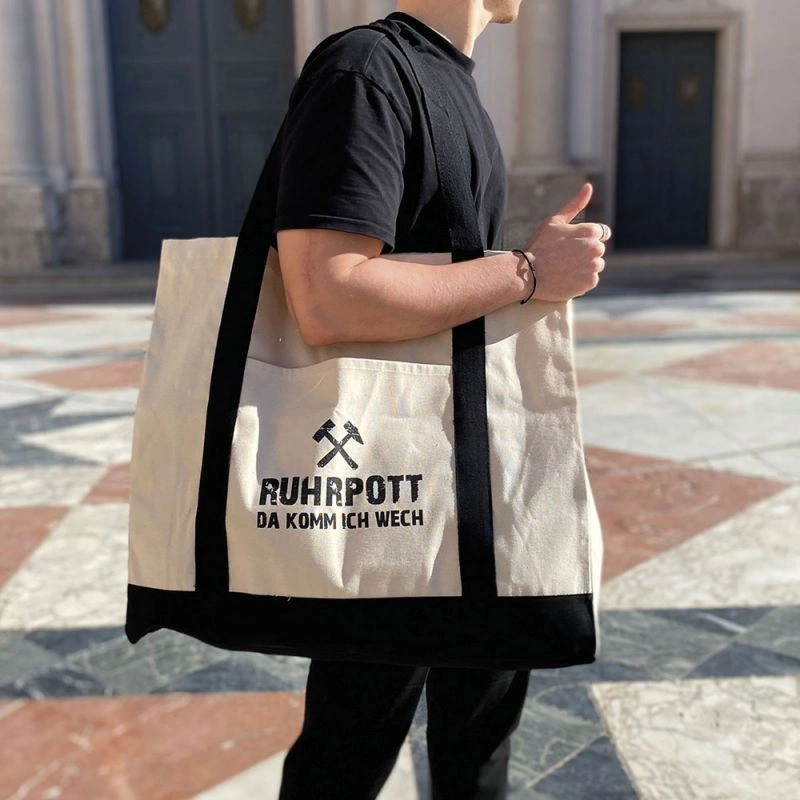 MARBELLA – Große Canvas-Tasche mit Boden- und Seitenfalte sowie Fronttasche (60 x 50 cm)