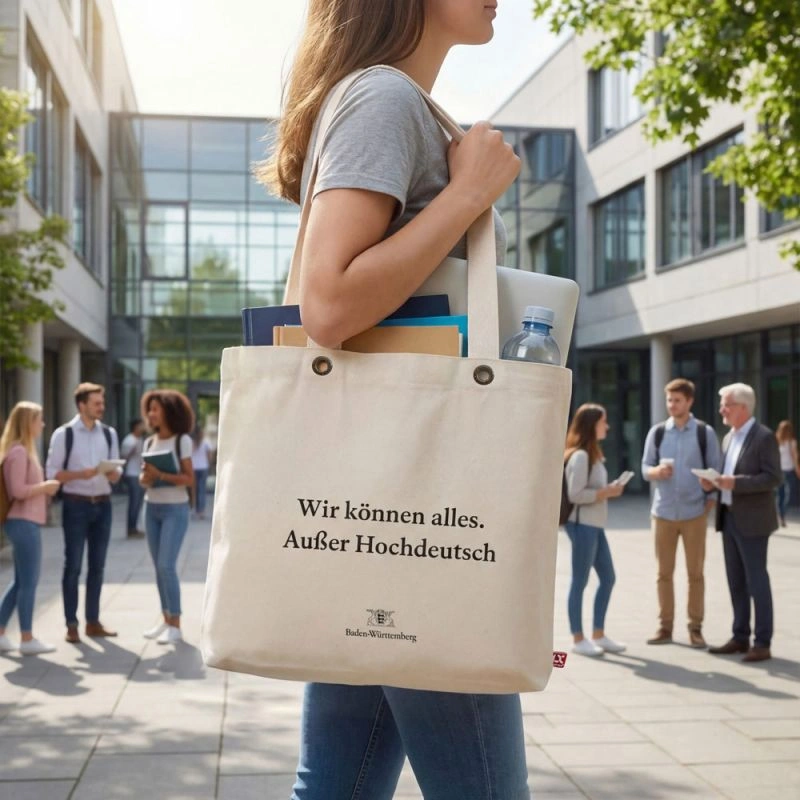 LAGOS – Canvas-Tasche mit Bodenfalte, langen Henkeln und Metallösen (50 x 40 cm)