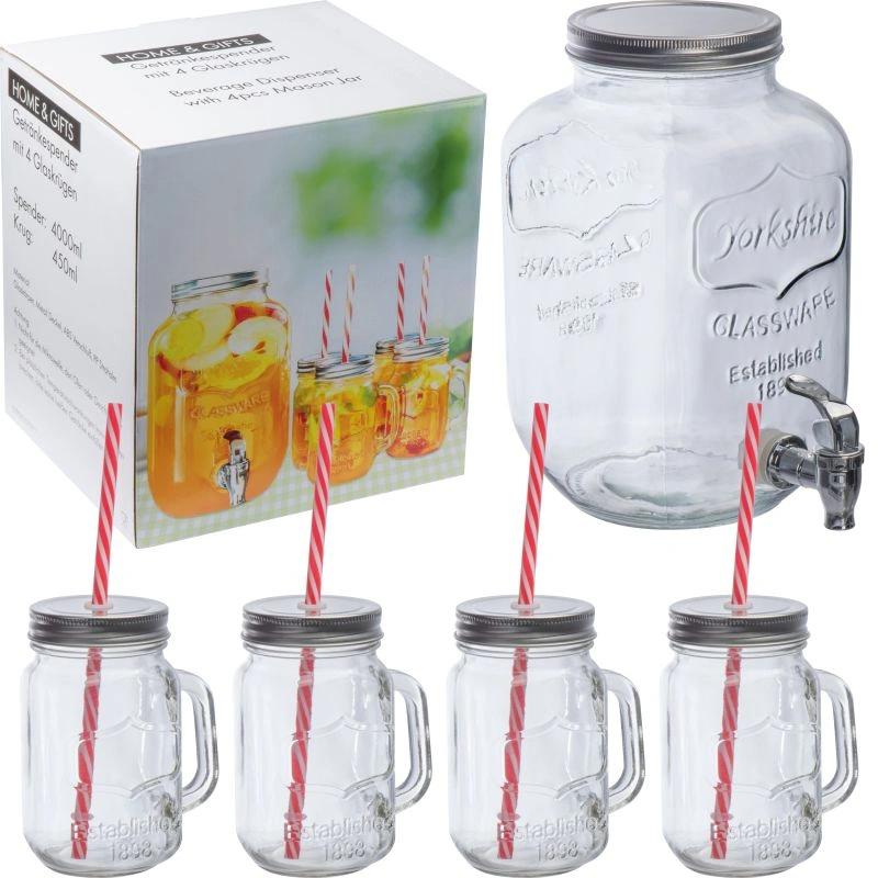 Set Getränkespender & 4 Gläser Braga
