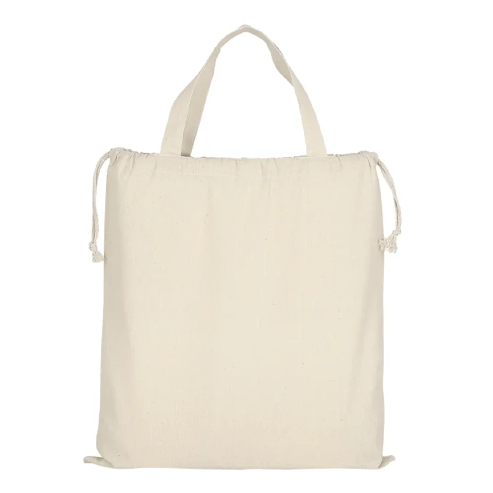 Baumwolltasche CLASSIC mit zwei kurzen Henkeln und doppeltem Kordelzug