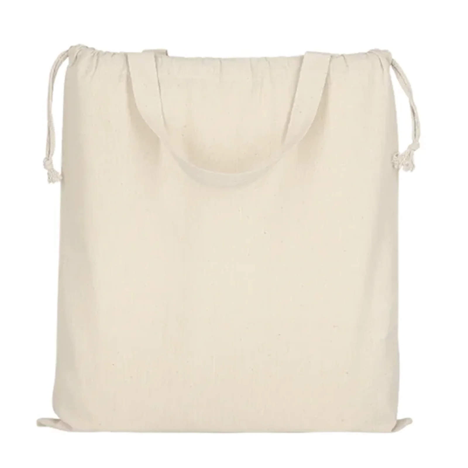 Baumwolltasche CLASSIC mit zwei kurzen Henkeln und doppeltem Kordelzug