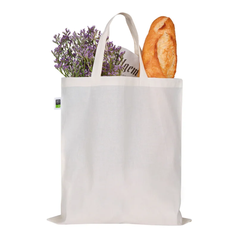 Fairtrade-Baumwolltasche kurze Henkel