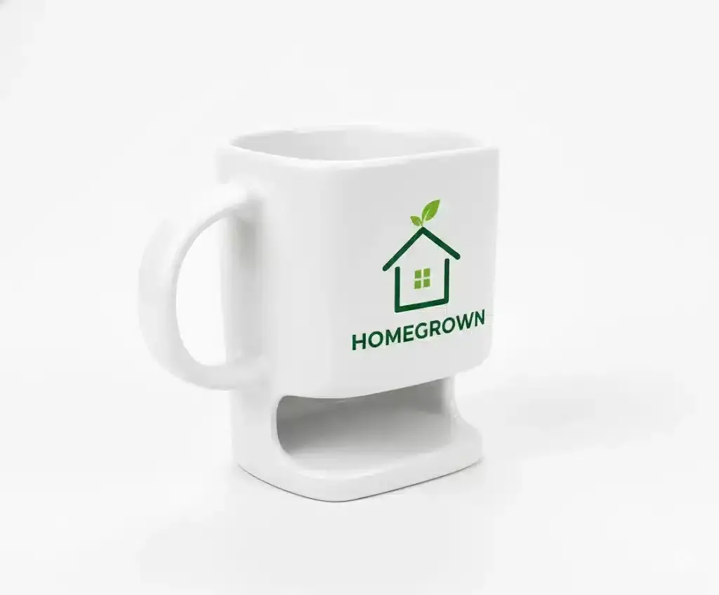 Individuell gestaltete Keramiktasse mit Keksfach (ab 50 Stück)