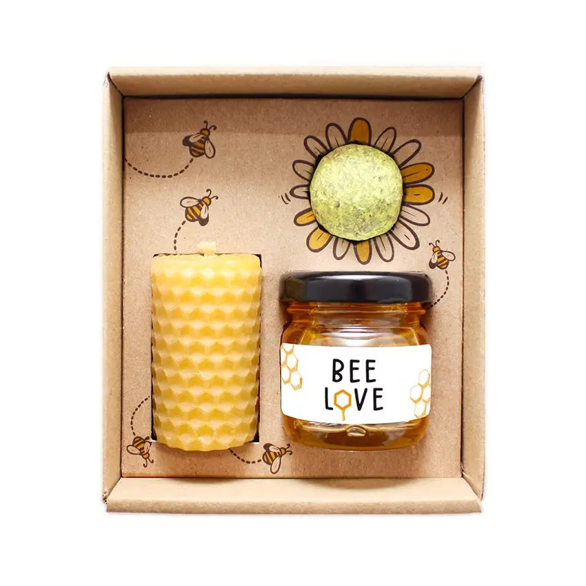 BeeLove Compact Geschenkset – Honig, Bienenwachskerze & Samenkugel