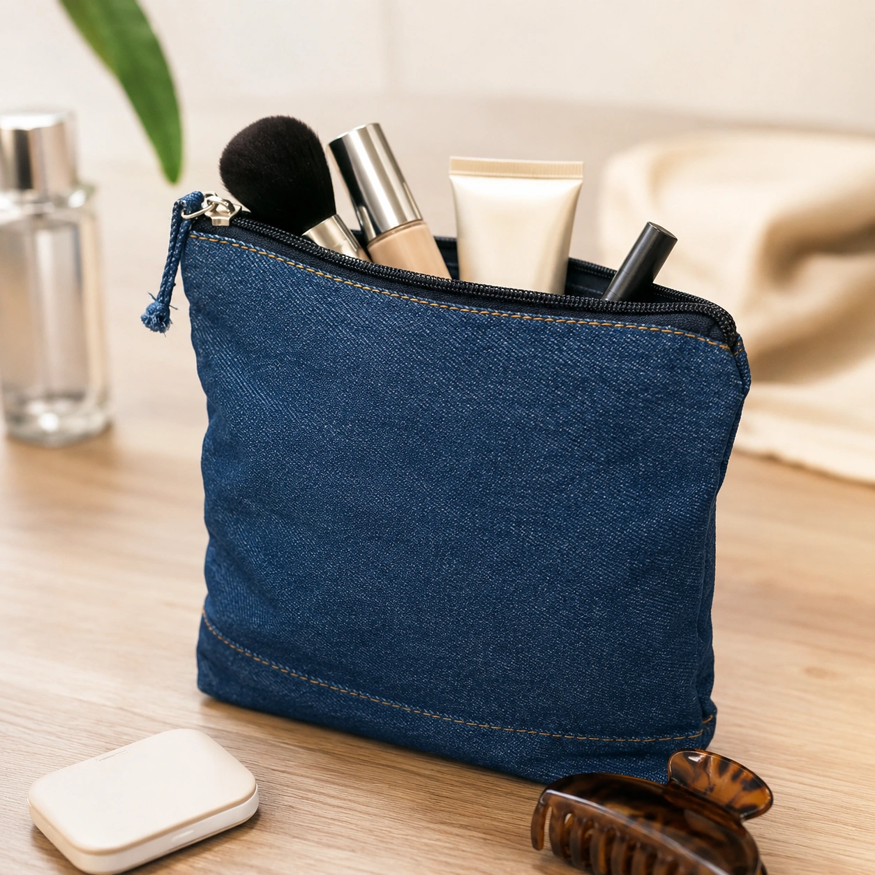Kosmetiktasche aus recyceltem Denim Orin