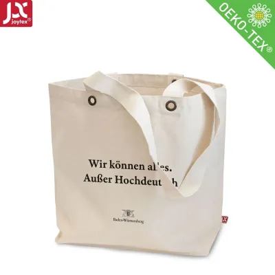 LAGOS – Canvas-Tasche mit Bodenfalte, langen Henkeln und Metallösen (50 x 40 cm)