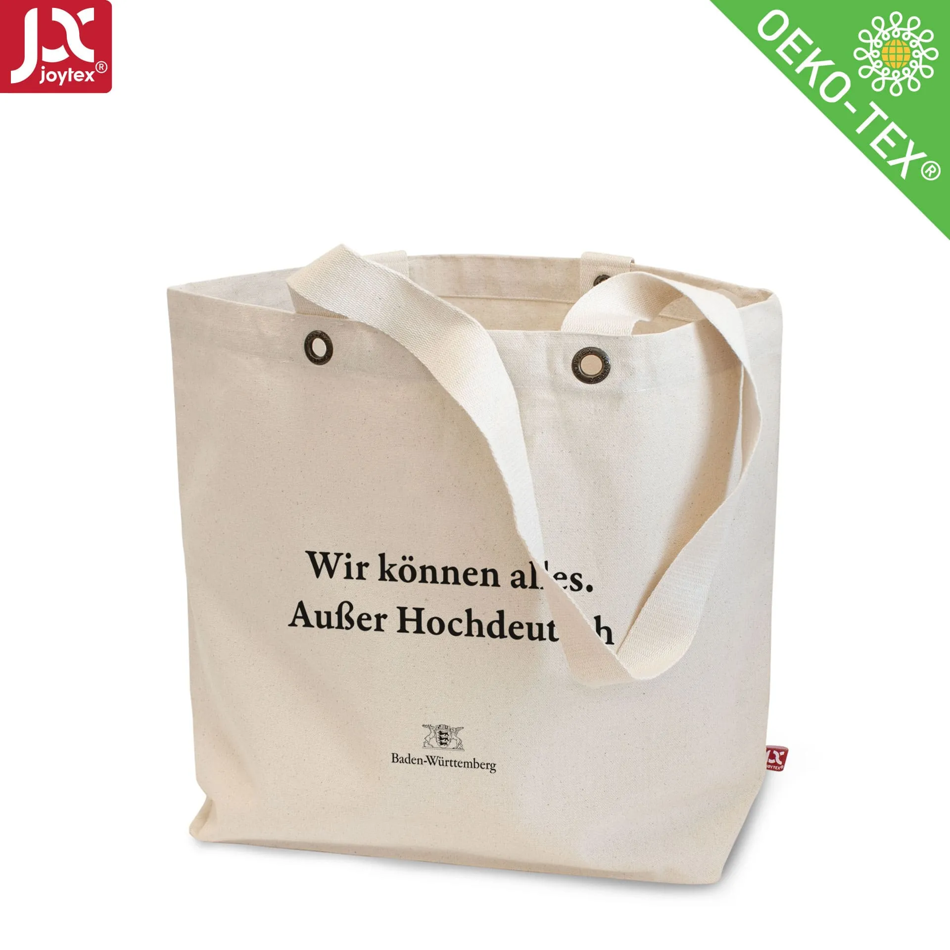 LAGOS – Canvas-Tasche mit Bodenfalte, langen Henkeln und Metallösen (50 x 40 cm)