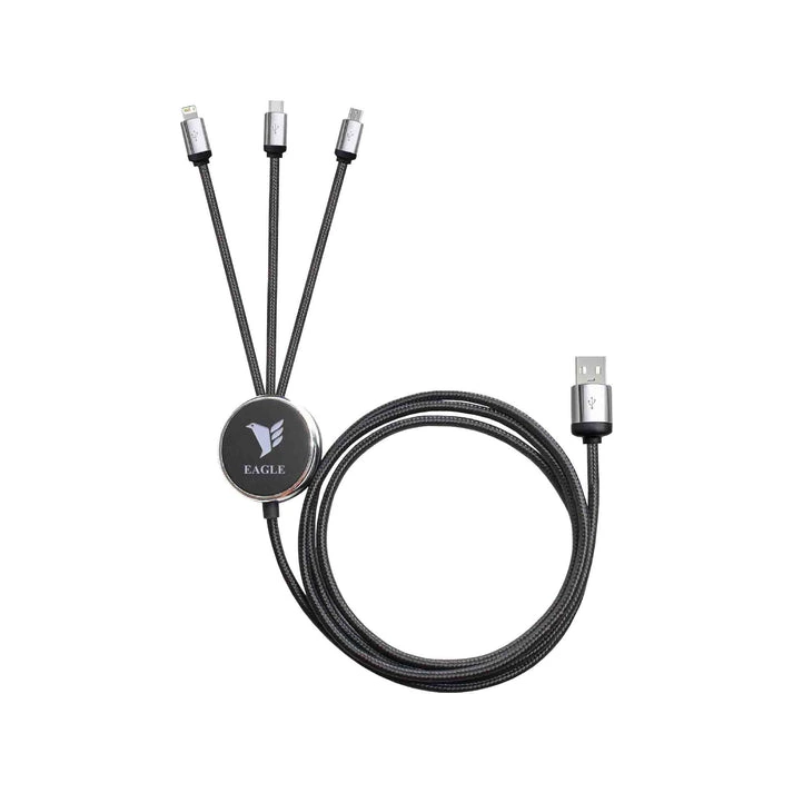 MagCable® 3in1 LED Long – Multi-Ladekabel mit beleuchtetem LED-Logo