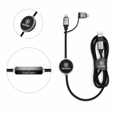 MagCable® 5in1 LED Long NFC – Schnelllade- und Datentransferkabel mit LED-Logo und NFC