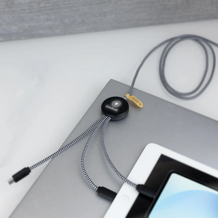 MagCable® 5in1 LED Long – rPET Multi-Ladekabel mit LED-Logo