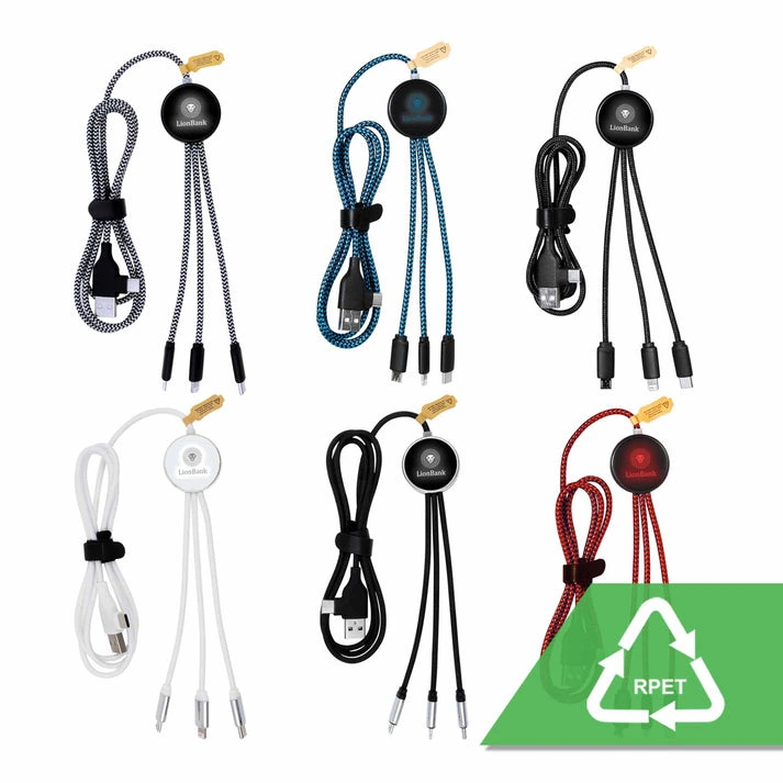 MagCable® 5in1 LED Long – rPET Multi-Ladekabel mit LED-Logo