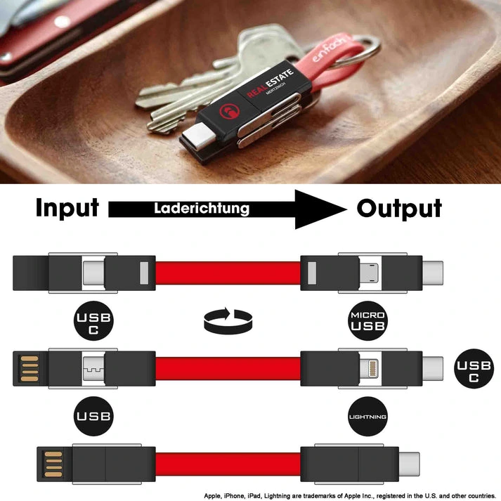 MagCable® 5in1 Slide – Multi-Ladekabel mit Schlüsselanhänger und 5-in-1 Anschlüssen