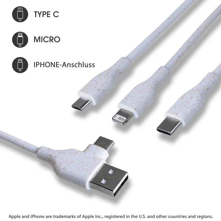 MagCable® 5in1 Wheat Long – Nachhaltiges ECO Multi-Ladekabel aus Weizenstroh