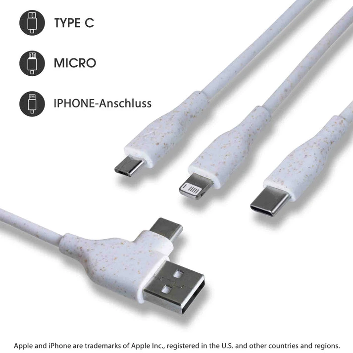 MagCable® 5in1 Wheat Short – Nachhaltiges ECO Multi-Ladekabel aus Weizenstroh