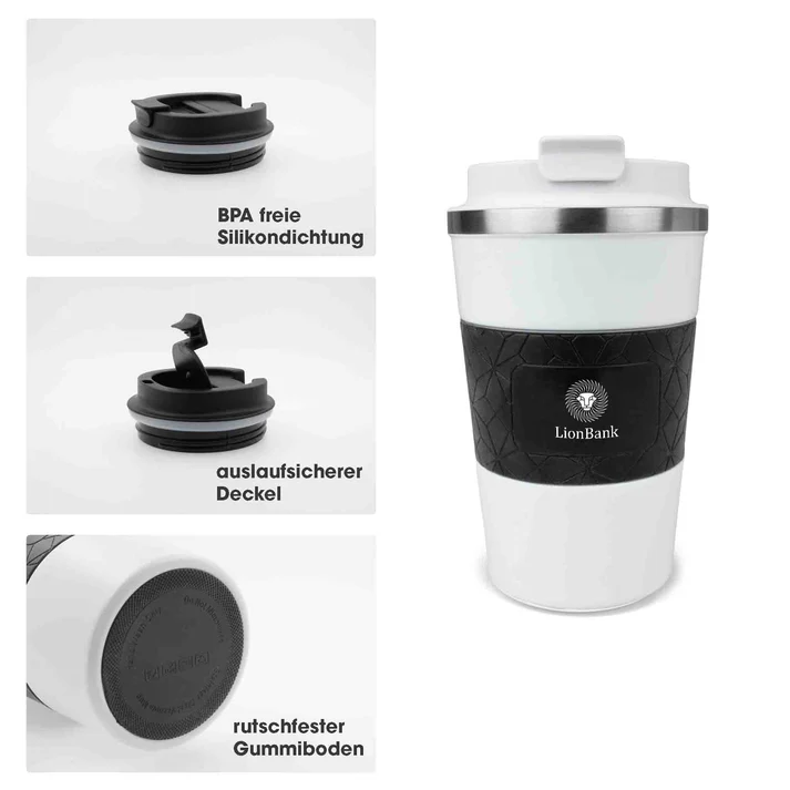 MagCup „Style“ Edelstahl-Thermobecher mit Silikonmanschette