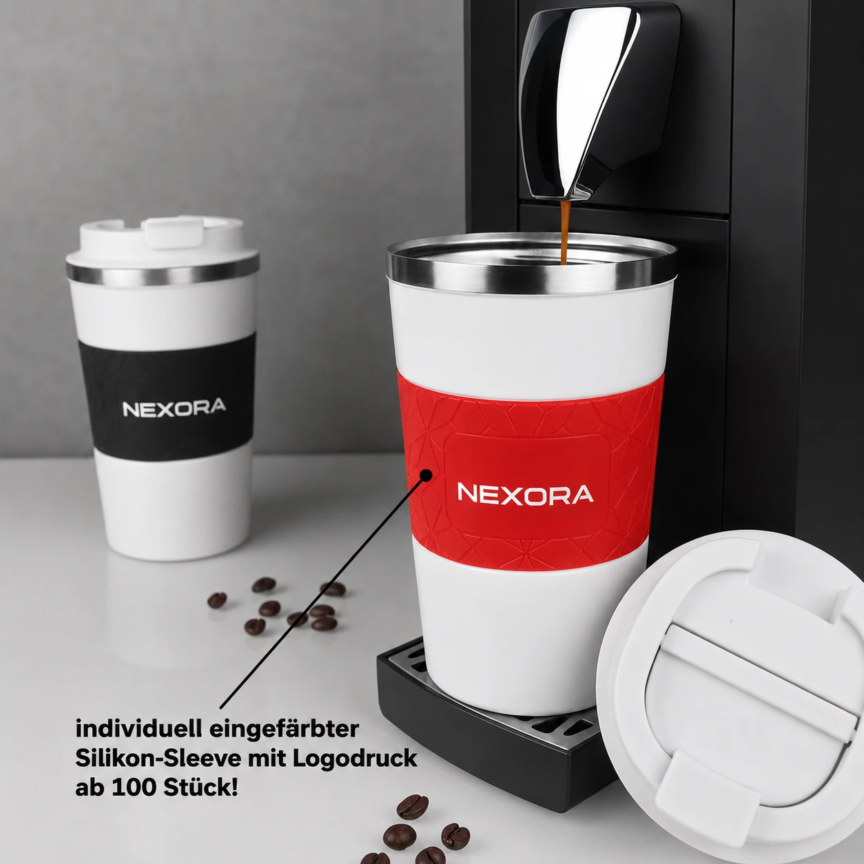 MagCup „Style“ Edelstahl-Thermobecher mit Silikonmanschette