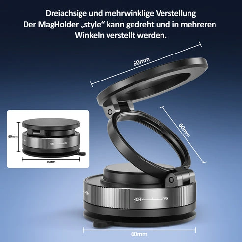 MagHolder® Style – MagSafe Handyhalterung mit Vakuum-Saugnapf