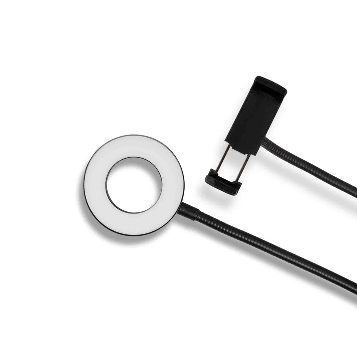 MagLED® Desktop – LED-Ringlicht mit Smartphone-Halter und Tischklemme