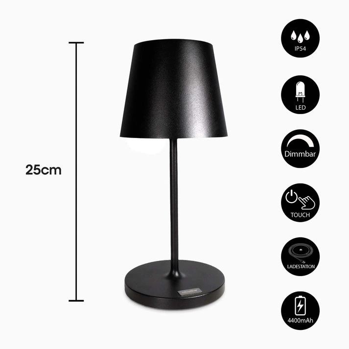 MagLED® Dinner Round – Dimmbare LED-Akku Tischleuchte mit Ladestation