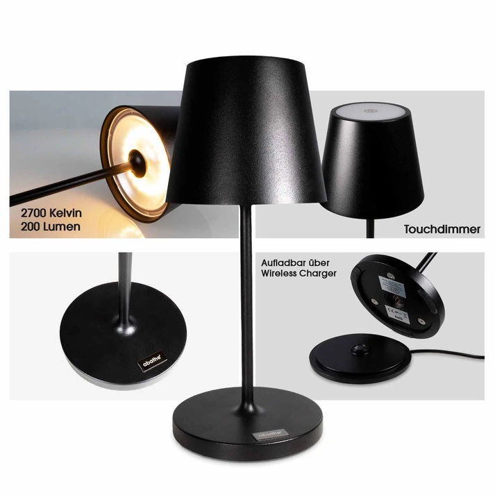 MagLED® Dinner Round – Dimmbare LED-Akku Tischleuchte mit Ladestation