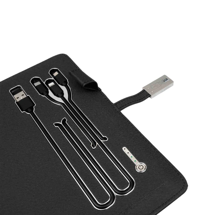 MagNote® LED Style – A5 Premium-Notizbuch mit Powerbank und LED-Logo