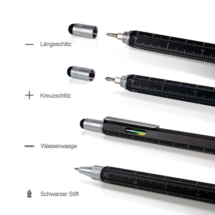 MagPen® Metal Measure – Multifunktions-Kugelschreiber mit Lineal, Stylus und Werkzeug