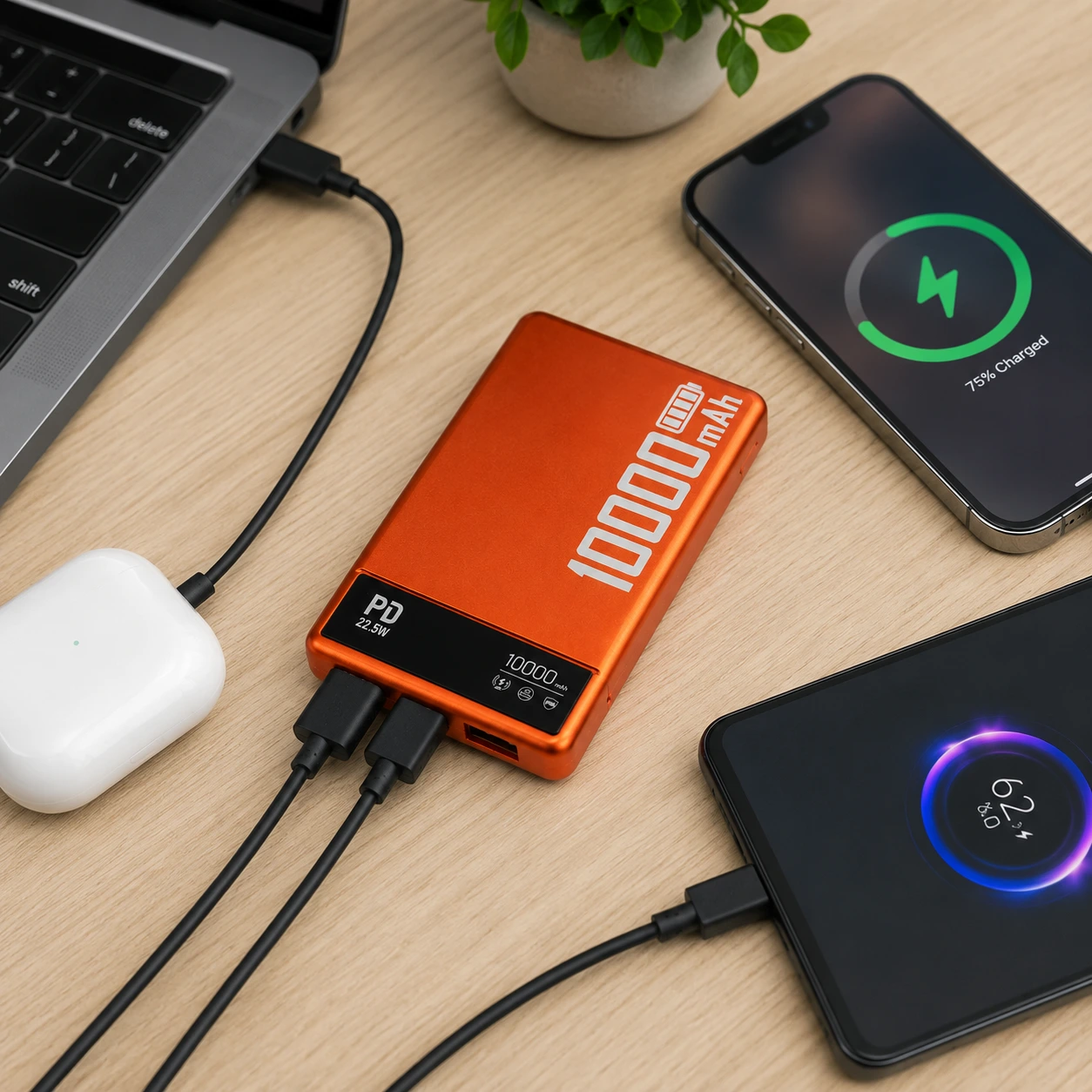 MagPower 3in1 "Slim" 10.000mAh Powerbank mit TFT-Display