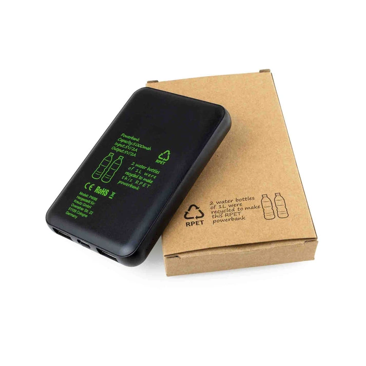 MagPower® RPET – Eco Powerbank 5.000 mAh aus recyceltem PET mit individuellem Logodruck