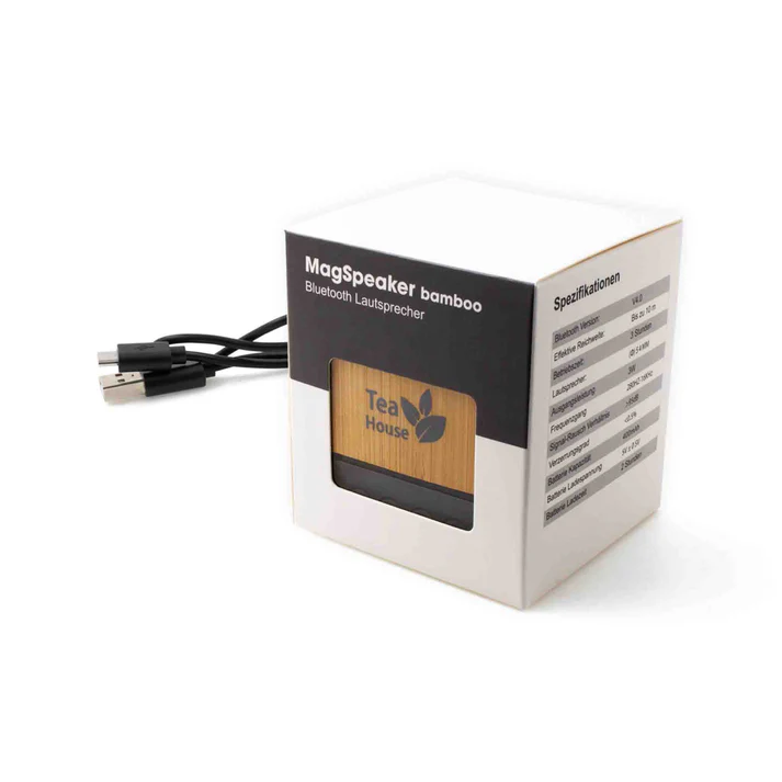 MagSpeaker® Bamboo – Eco Bluetooth® 5.0 Lautsprecher aus Bambus mit individueller Lasergravur