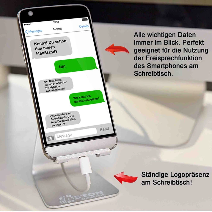 MagStand® Classic – Verstellbarer Smartphone-Halter aus Metall für den Schreibtisch
