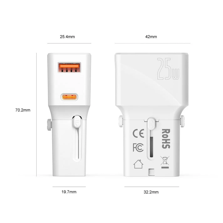 MagTravel® Pocket – Universal Reiseadapter mit 25W Fast Charging