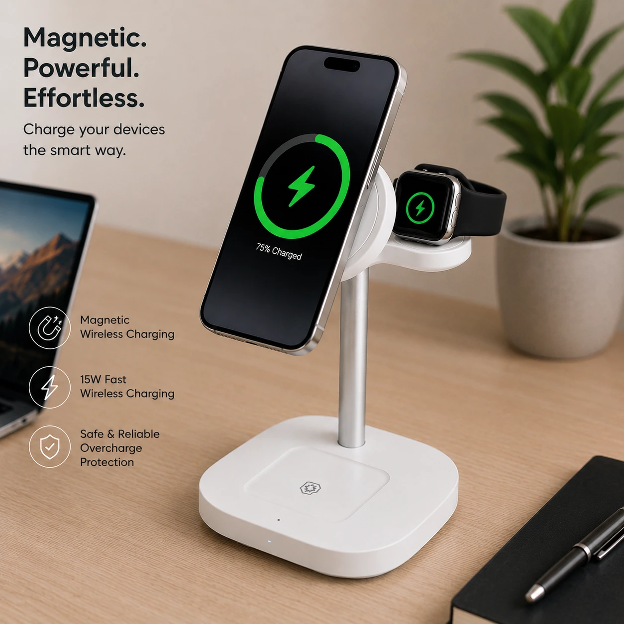 MagWire® 3in1 Easy – Exklusives 3-in-1 Wireless-Ladegerät mit MagSafe & 15 W Schnellladung