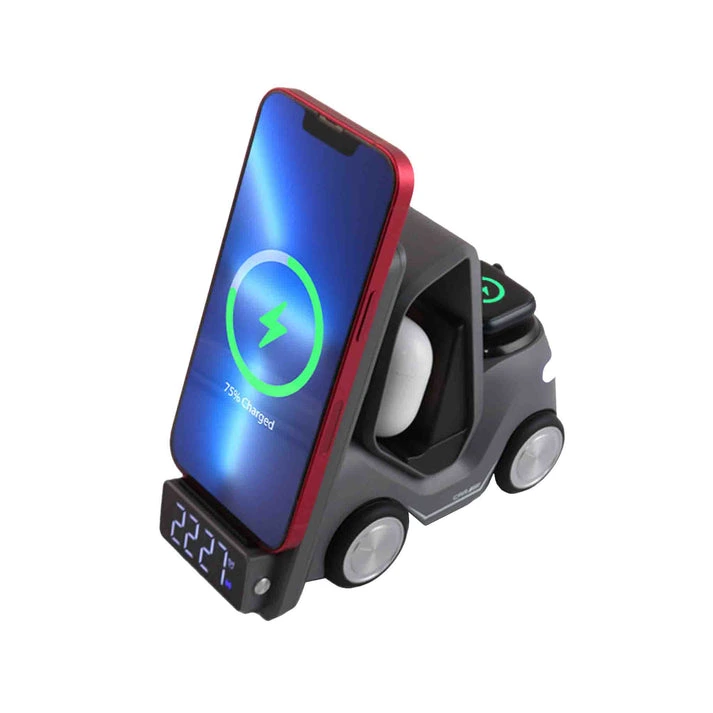 MagWire® 3in1 Fork – Wireless-Ladegerät im Gabelstapler-Design mit Uhr, Nachtlicht & MagSafe