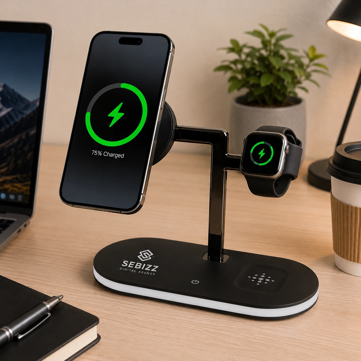 MagWire® 3in1 Style – Exklusives 3-in-1 Wireless-Ladegerät mit MagSafe, 15 W & integriertem Nachtlicht